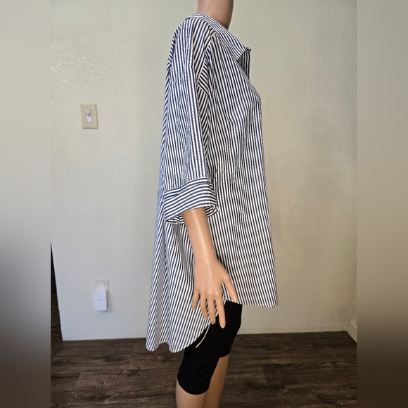 Zara Blue and White Striped Shirt Tunic Style Dress Oversized Size Small Medium - Picture 4 of 14